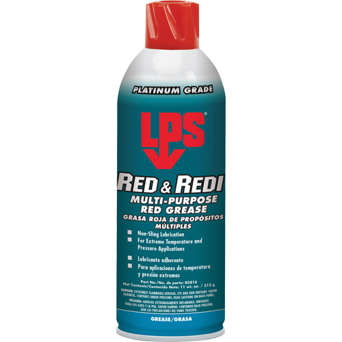 Red & Redi Multi-Purpose Red Grease, 16 oz., Aerosol Can Sidevic Inc.