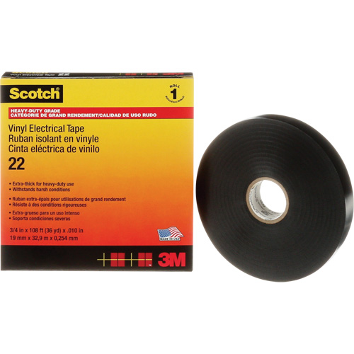 Scotch&reg; Vinyl Electrical Tape, 19 mm (3/4") x 33 m (108'), Black, 10 mils Sidevic Inc.