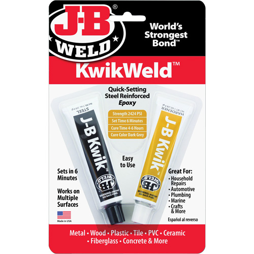 KwikWeld Epoxy, Two-Part, Tube, 2 oz., Grey Sidevic Inc.