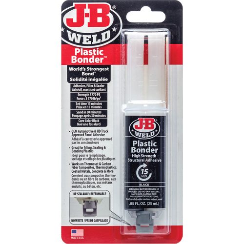 Plastic Bonder Adhesive, 25 ml, Syringe, Two-Part, Black Sidevic Inc.