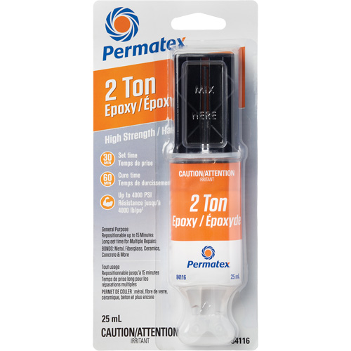 Colle &eacute;poxyde avec capacit&eacute; de 2 tonnes, 25 ml, Seringue, Deux composants, Transparent Sidevic Inc.