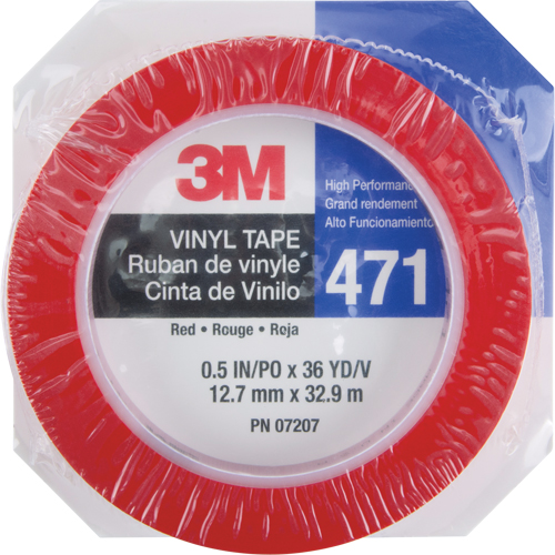 Ruban en vinyle 471, 12 mm (1/2") la x 32,9 m (108') lo, 5,3 mils, Rouge Sidevic Inc.