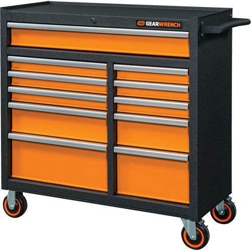 Armoire roulante pour outils s&eacute;rie GSX, 11 tiroirs, 41" la x 18-1/5" p x 41-1/2" h, Noir/Orange Sidevic Inc.