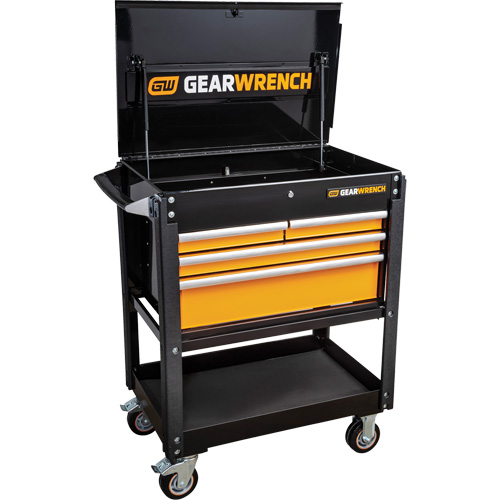 Chariot utilitaire, 4 tiroirs, 33" lo x 21" la x 42" h, Noir/Orange Sidevic Inc.