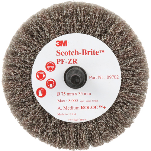 Disque de tronçonnage et de polissage Scotch-Brite Roloc, Oxyde d'aluminium, Grain Moyen, 3" x 1-3/8" x 1/4" Sidevic Inc.