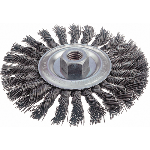 Brosses rotatives &agrave; fils nou&eacute;s - Brosse rotative &agrave; fils nou&eacute;s, fils nou&eacute;s standards, Dia. 6", Fils 0,023", Arbre 5/8"-11, Acier Sidevic Inc.