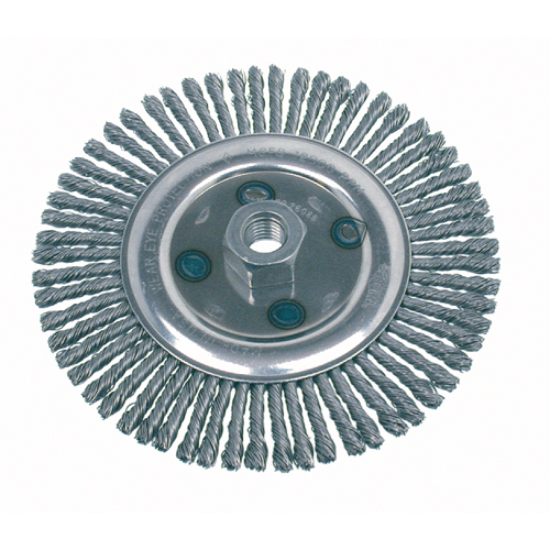 Brosse rotative &agrave; fils nou&eacute;s, pour passe de fond, Dia. 4-7/8", Fils 0,02", Arbre 5/8"-11, Acier Sidevic Inc.