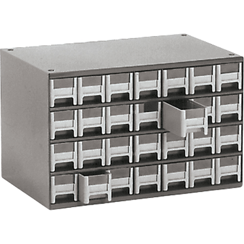 Casiers modulaires pour pi&egrave;ces, Acier, 28 tiroirs, 17" x 10-9/16" x 2-2/16", Gris Sidevic Inc.