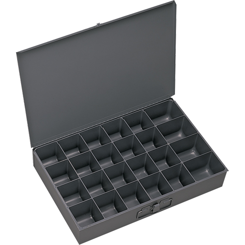 Boîtes &agrave; fond courb&eacute;, Acier, 24 compartiments, 13-3/8" la x 9-1/4" p, 2" h, Gris Sidevic Inc.