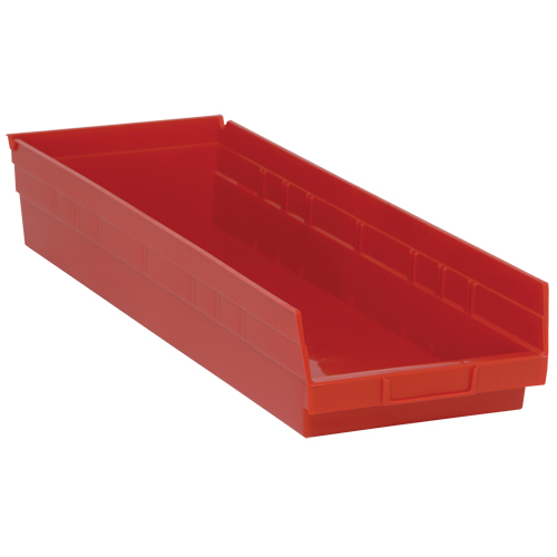 Shelf Bins, 8-3/8" W x 4" H x 23-5/8" D, Red, 50 lbs. Capacity Sidevic Inc.