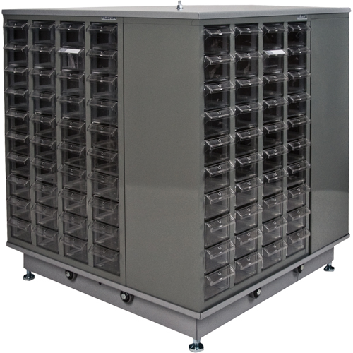 KPC-600 Parts Cabinet, Galvanized Steel, 40 Drawers, 18-3/10" x 8-7/10" x 25-3/10", Grey Sidevic Inc.