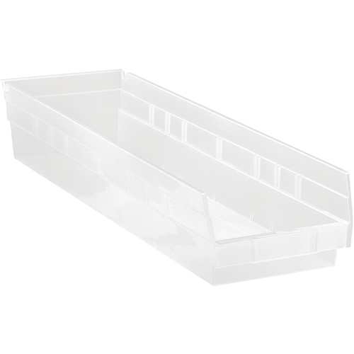 Shelf Bins, 6-5/8" W x 4" H x 23-5/8" D, Clear, 50 lbs. Capacity Sidevic Inc.