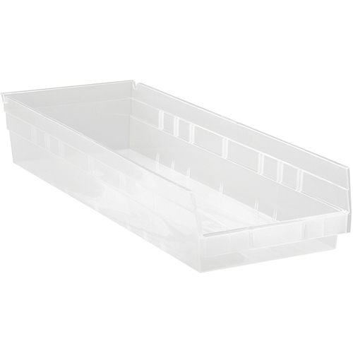 Shelf Bins, 8-3/8" W x 4" H x 23-5/8" D, Clear, 50 lbs. Capacity Sidevic Inc.