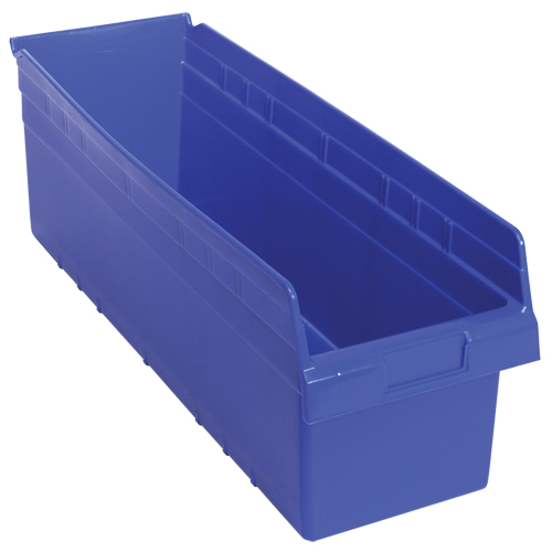 Store-Max Shelf Bins, 8-3/8" W x 8" H x 23-5/8" D, Blue, 68 lbs. Capacity Sidevic Inc.