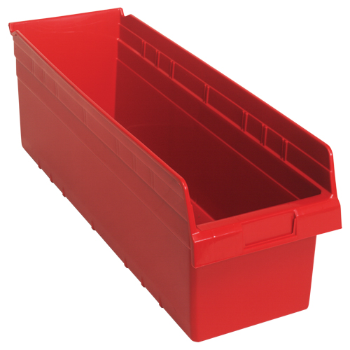 Store-Max Shelf Bins, 8-3/8" W x 8" H x 23-5/8" D, Red, 68 lbs. Capacity Sidevic Inc.