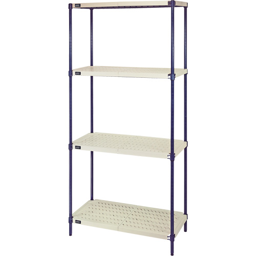 &eacute;tag&egrave;re en fils m&eacute;talliques avec tablettes en plastique, Cadre en fils m&eacute;talliques avec tablettes en plastique, Sans boulons, Capacit&eacute; 600 lb, 30" la x 72" h x 18" p Sidevic Inc.