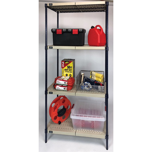 &eacute;tag&egrave;re en fils m&eacute;talliques avec tablettes en plastique, Cadre en fils m&eacute;talliques avec tablettes en plastique, Sans boulons, Capacit&eacute; 600 lb, 30" la x 72" h x 18" p Sidevic Inc.