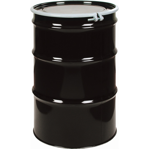 Barils en acier, 55 gal. US (45 gal. imp.), Non doubl&eacute;, Noir, Dessus ouvert, 1A2/Y1.4/140, Calibre 20 Sidevic Inc.
