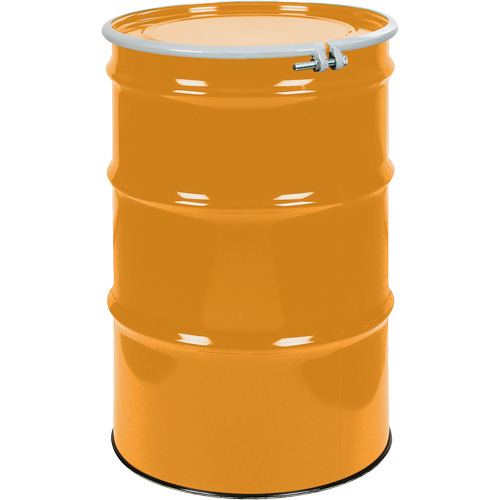 Steel Drums, 55 US gal (45 imp. gal.), Unlined, Orange, Open Top, UN1A2/Y1.5/150, 16 Gauge Sidevic Inc.