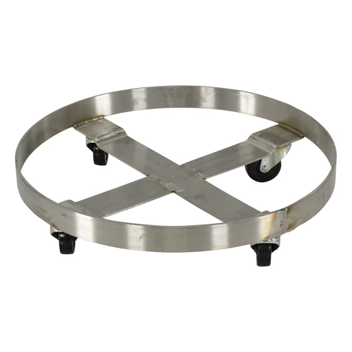 Chariots pour barils, Acier inoxydable, Capacit&eacute;e 800 lb, Diam&egrave;tre 23-1/4", Roue en Caoutchouc Sidevic Inc.