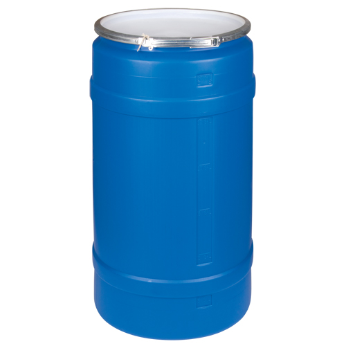 Barils en poly&eacute;thyl&egrave;ne, 30 gal. US (25 gal. imp.), Dessus ouvert, Bleu Sidevic Inc.