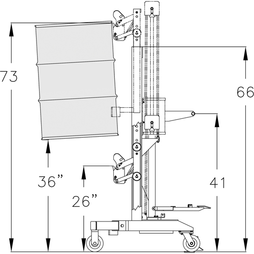 Manipulateur ergonomique de baril &agrave; port&eacute;e &eacute;lev&eacute;, DM-100-HR, 30 - 85 gal. US (25 - 70 gal. imp.) Sidevic Inc.