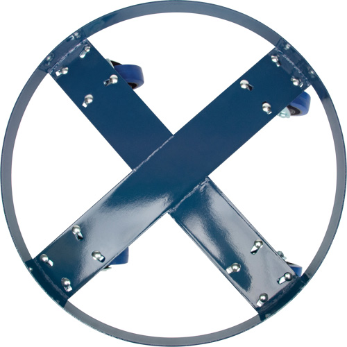 Drum Dolly, Steel, 1400 lbs. Capacity, 24" Diameter, Blue Elastic Casters Sidevic Inc.