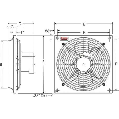 Ventilateurs muraux d'usage g&eacute;n&eacute;ral, Commercial, 2 vitesses, Diam&egrave;tre de 12" Sidevic Inc.