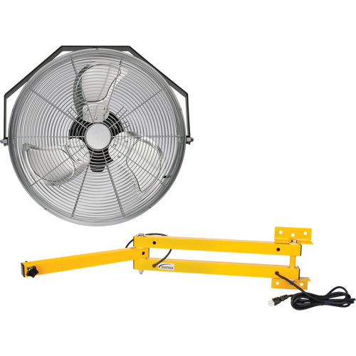 Trousse de ventilateur pour poste de travail industriel avec bras double verrouillable, Industriel, 3 vitesses, Diam&egrave;tre de 18" Sidevic Inc.