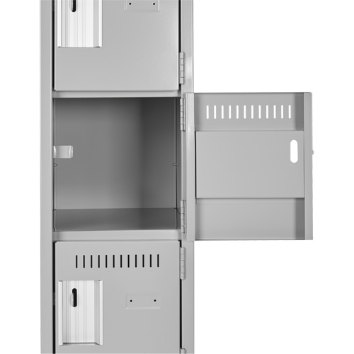 Clean Line Lockerette, 6 -tier, Bank of 4, 48" x 18" x 82", Steel, Charcoal, Rivet (Assembled) Sidevic Inc.