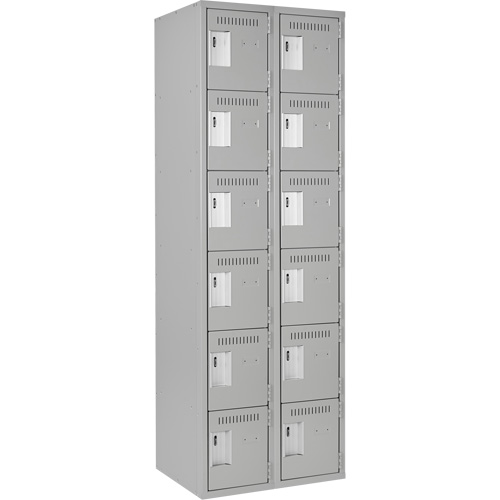 Clean Line Lockerettes, 6 -tier, Bank of 2, 24" x 18" x 72", Steel, Grey, Rivet (Assembled) Sidevic Inc.