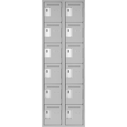 Clean Line Lockerettes, 6 -tier, Bank of 2, 24" x 18" x 72", Steel, Grey, Rivet (Assembled) Sidevic Inc.