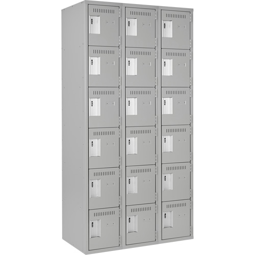 Petits casiers Clean Line, 6 niveaux, Bloc de 3, 36" x 18" x 72", Acier, Gris, Rivet (assembl&eacute;) Sidevic Inc.