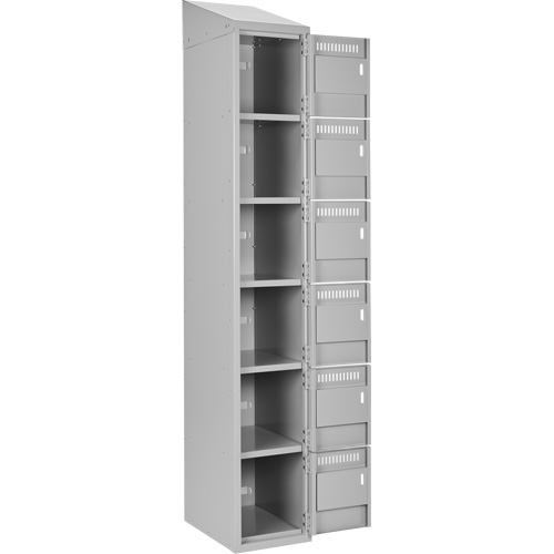 Clean Line Lockerette , 6 -tier, Bank of 4, 48" x 18" x 78", Steel, Grey, Rivet (Assembled) Sidevic Inc.