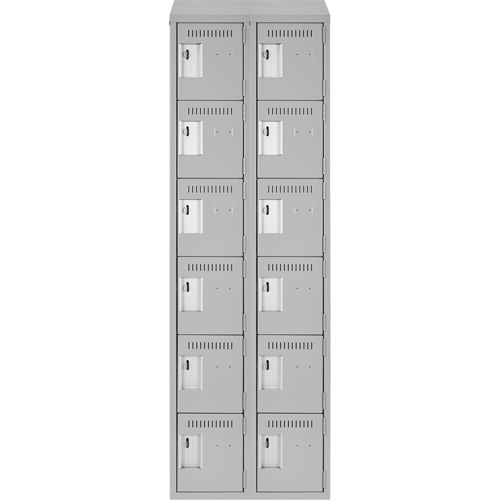 Clean Line Lockerette , 6 -tier, Bank of 2, 24" x 18" x 78", Steel, Grey, Rivet (Assembled) Sidevic Inc.