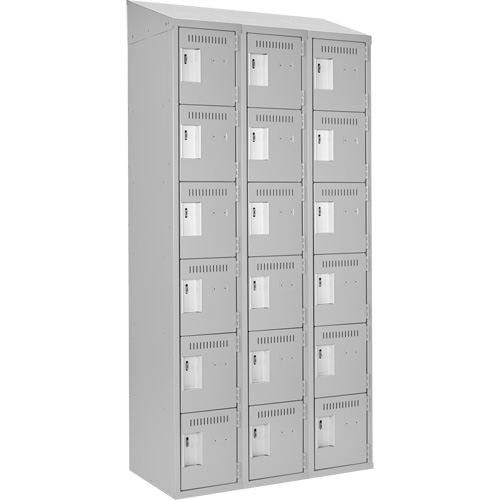 Clean Line Lockerette , 6 -tier, Bank of 3, 36" x 18" x 78", Steel, Grey, Rivet (Assembled) Sidevic Inc.