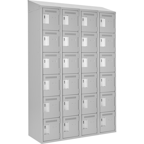 Clean Line Lockerette , 6 -tier, Bank of 4, 48" x 18" x 78", Steel, Grey, Rivet (Assembled) Sidevic Inc.