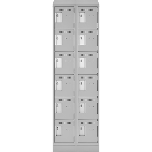Clean Line Lockerette, 6 -tier, Bank of 2, 24" x 18" x 82", Steel, Grey, Rivet (Assembled) Sidevic Inc.