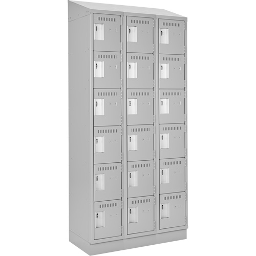 Clean Line Lockerette, 6 -tier, Bank of 3, 36" x 18" x 82", Steel, Grey, Rivet (Assembled) Sidevic Inc.