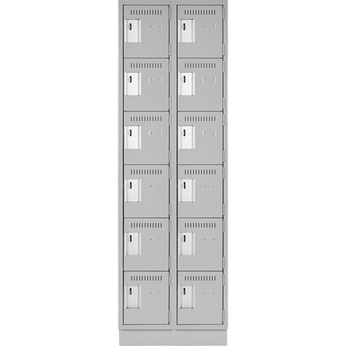 Clean Line Lockerette, 6 -tier, Bank of 2, 24" x 18" x 76", Steel, Grey, Rivet (Assembled) Sidevic Inc.