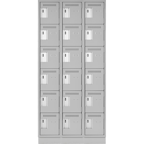 Clean Line Lockerette, 6 -tier, Bank of 3, 36" x 18" x 76", Steel, Grey, Rivet (Assembled) Sidevic Inc.
