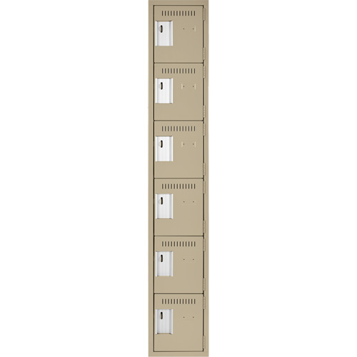 Clean Line Lockerette, 6 -tier, 12" x 18" x 72", Steel, Beige, Rivet (Assembled) Sidevic Inc.