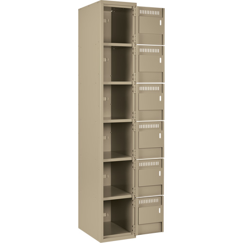 Clean Line Lockerette, 6 -tier, Bank of 4, 48" x 18" x 72", Steel, Beige, Rivet (Assembled) Sidevic Inc.