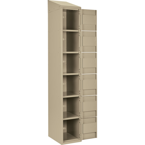 Clean Line Lockerette, 6 -tier, Bank of 4, 48" x 18" x 78", Steel, Beige, Rivet (Assembled) Sidevic Inc.