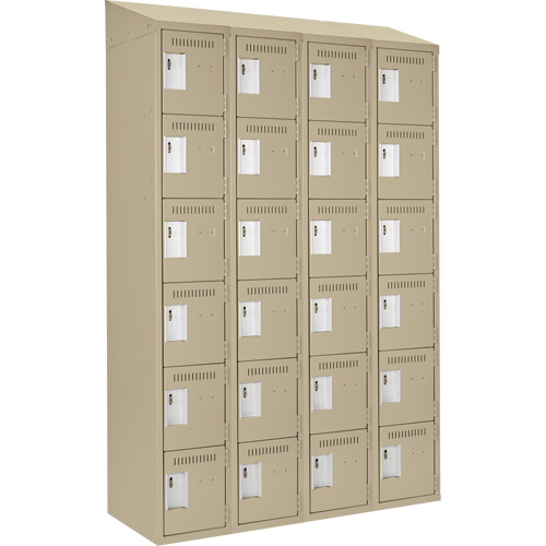 Clean Line Lockerette, 6 -tier, Bank of 4, 48" x 18" x 78", Steel, Beige, Rivet (Assembled) Sidevic Inc.