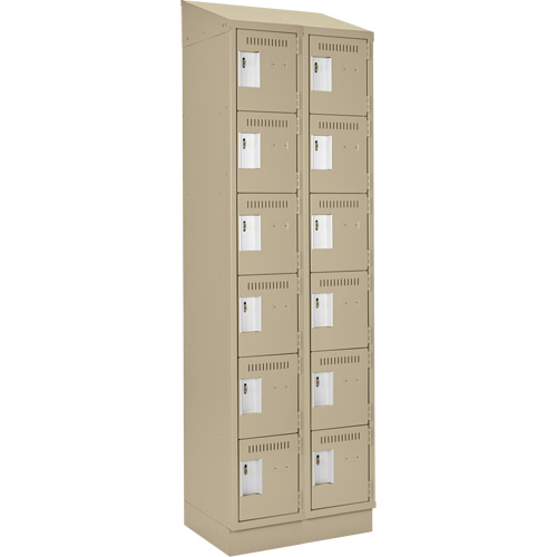 Clean Line Lockerette , 6 -tier, Bank of 2, 24" x 18" x 82", Steel, Beige, Rivet (Assembled) Sidevic Inc.