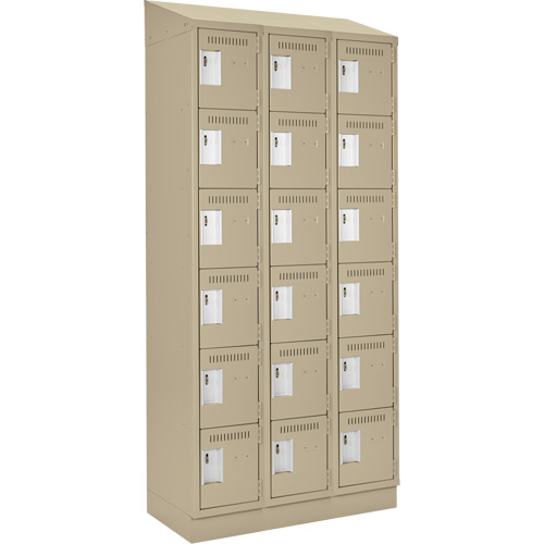 Clean Line Lockerette , 6 -tier, Bank of 3, 36" x 18" x 82", Steel, Beige, Rivet (Assembled) Sidevic Inc.