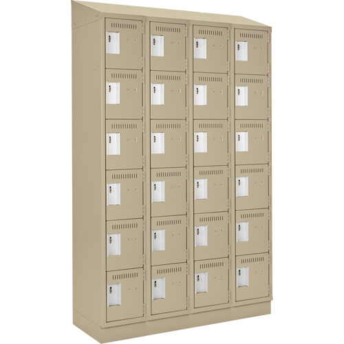Clean Line Lockerette , 6 -tier, Bank of 4, 48" x 18" x 82", Steel, Beige, Rivet (Assembled) Sidevic Inc.