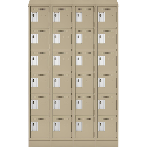 Clean Line Lockerette , 6 -tier, Bank of 4, 48" x 18" x 82", Steel, Beige, Rivet (Assembled) Sidevic Inc.