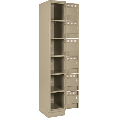 Clean Line Lockerette, 6 -tier, Bank of 4, 48" x 18" x 76", Steel, Beige, Rivet (Assembled) Sidevic Inc.